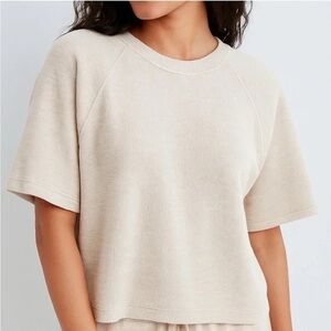 Aerie Ribbed Short Sleeve Sweatshirt & High Waist Short Set NWOT — Size S/M